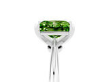 Silver Princess Cut Peridot Solitaire Engagement Ring with Classic Band and Four-Prong Setting_17