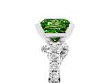 Silver Princess Cut Peridot Solitaire Ring with Crossover Gallery and Round  Pavé Band_53