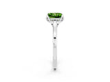 Silver Princess Cut Peridot Solitaire Ring with Flower Prong Setting and Classic Band_14