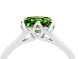 Silver Princess Cut Peridot Solitaire Ring with Flower Prong Setting and Classic Band_16