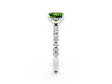 Silver Princess Cut Peridot Solitaire Ring with Round  Pavé Band and Four-Prong Setting_26