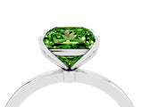 Silver Princess Cut Peridot Solitaire Ring with Thin Band and Prong Setting_46