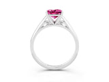 Silver Princess Cut Pink Sapphire Solitaire Engagement Ring with Cathedral Setting and Four-Prong Mount_15