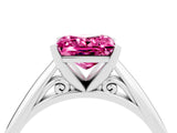Silver Princess Cut Pink Sapphire Solitaire Engagement Ring with Cathedral Setting and Four-Prong Mount_16