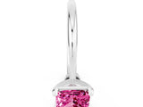 Silver Princess Cut Pink Sapphire Solitaire Engagement Ring with Classic Band and Four-Prong Setting_24