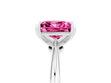 Silver Princess Cut Pink Sapphire Solitaire Engagement Ring with Classic Band and Four-Prong Setting_29