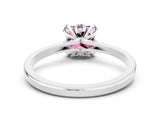Silver Princess Cut Pink Sapphire Solitaire Ring with Flower Prong Setting and Classic Band_12