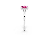 Silver Princess Cut Pink Sapphire Solitaire Ring with Flower Prong Setting and Classic Band_14