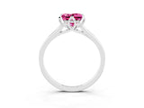 Silver Princess Cut Pink Sapphire Solitaire Ring with Flower Prong Setting and Classic Band_15