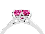 Silver Princess Cut Pink Sapphire Solitaire Ring with Flower Prong Setting and Classic Band_16