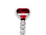 Silver Princess Cut Ruby Pavé Solitaire Ring with Round Band and Prong Setting_47