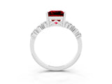 Silver Princess Cut Ruby Scattered Round Accent Ring with Prong Setting_51