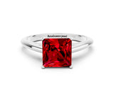 Silver Princess Cut Ruby Solitaire Engagement Ring with Cathedral Setting and Four-Prong Mount_12