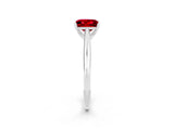 Silver Princess Cut Ruby Solitaire Engagement Ring with Cathedral Setting and Four-Prong Mount_14