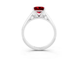 Silver Princess Cut Ruby Solitaire Engagement Ring with Cathedral Setting and Four-Prong Mount_15