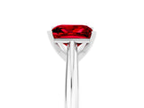 Silver Princess Cut Ruby Solitaire Engagement Ring with Cathedral Setting and Four-Prong Mount_17