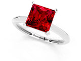 Silver Princess Cut Ruby Solitaire Engagement Ring with Classic Band and Four-Prong Setting_13