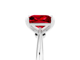 Silver Princess Cut Ruby Solitaire Engagement Ring with Classic Band and Four-Prong Setting_17