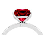 Silver Princess Cut Ruby Solitaire Ring with Thin Band and Prong Setting_46