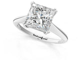 Silver Princess Cut Solitaire Diamond Ring with Six-Prong Setting and Classic Band_7