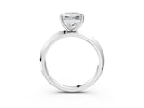 Silver Princess Cut Solitaire Engagement Ring with Flat Band and Four-Prong Setting 3