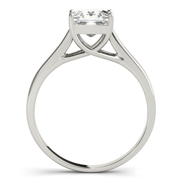 Silver Princess Cut Solitaire Engagement Ring with Tapered Band and Four-Prong Setting 1