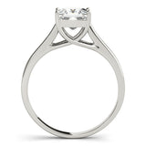 Silver Princess Cut Solitaire Engagement Ring with Tapered Band and Four-Prong Setting 1