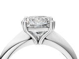 Silver Princess Cut Solitaire Engagement Ring with Tapered Band and Four-Prong Setting 14