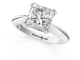 Silver Princess Cut Solitaire Engagement Ring with Tapered Band and Four-Prong Setting 17