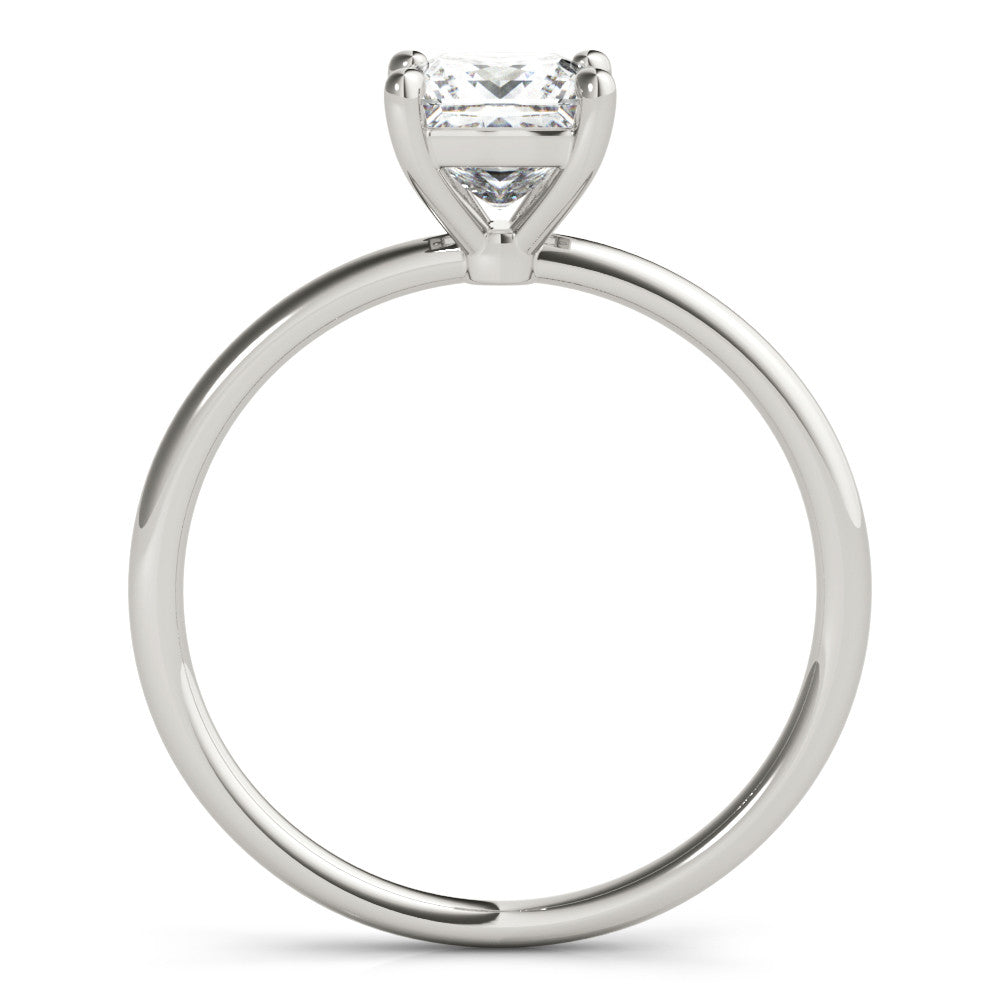 Silver Princess Cut Solitaire Engagement Ring with Thin Band and Four-Prong Setting 1