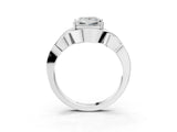 Silver Princess Cut Solitaire Intertwined Band Prong Setting Ring_17