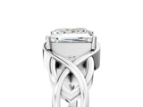 Silver Princess Cut Solitaire Intertwined Band Prong Setting Ring_19