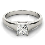 Silver Princess Cut Solitaire Ring with Split Shank and Four-Prong Setting 1