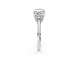 Silver Princess Cut Solitaire Split Shank Pave Diamond Engagement Ring with Four-Prong Setting_15