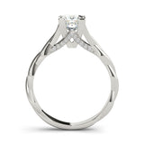 Silver Princess Cut Solitaire Twist Band Ring with Channel Prong Setting 1