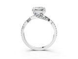 Silver Princess Cut Solitaire Twist Pave Diamond Engagement Ring with Prong Setting_22