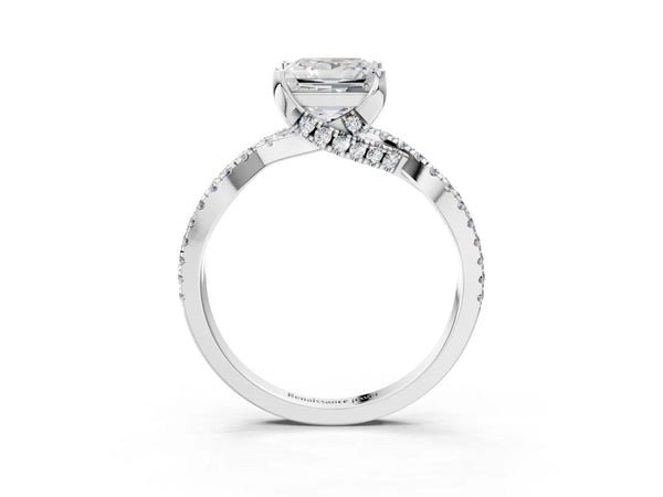 Sterling Silver Princess Cut Twisted Split Shank Engagement Ring Setting