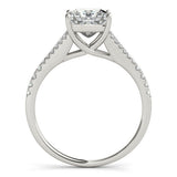 Silver 1.01 Carat F VVS2 Princess Cut Split Shank Pave Engagement Ring with Four-Prong Setting