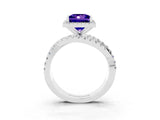 Silver Princess Cut Tanzanite Halo Ring with Round Split Shank and Prong Setting_69
