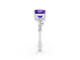 Silver Princess Cut Tanzanite Scattered Round Accent Ring with Prong Setting_32