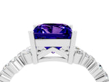 Silver Princess Cut Tanzanite Scattered Round Accent Ring with Prong Setting_34