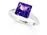 Silver Princess Cut Tanzanite Solitaire Engagement Ring with Cathedral Setting and Four-Prong Mount_13