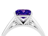 Silver Princess Cut Tanzanite Solitaire Engagement Ring with Cathedral Setting and Four-Prong Mount_16