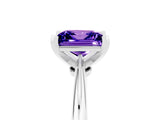 Silver Princess Cut Tanzanite Solitaire Engagement Ring with Classic Band and Four-Prong Setting_17