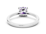 Silver Princess Cut Tanzanite Solitaire Ring with Flower Prong Setting and Classic Band