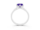 Silver Princess Cut Tanzanite Solitaire Ring with Flower Prong Setting and Classic Band_3