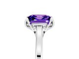 Silver Princess Cut Tanzanite Solitaire Ring with Flower Prong Setting and Classic Band_5