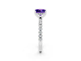 Silver Princess Cut Tanzanite Solitaire Ring with Round  Pavé Band and Four-Prong Setting_38