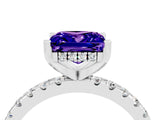 Silver Princess Cut Tanzanite Solitaire Ring with Round  Pavé Band and Four-Prong Setting_40