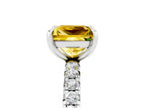 Silver Princess Cut Yellow Sapphire Pavé Solitaire Ring with Round Band and Prong Setting_47